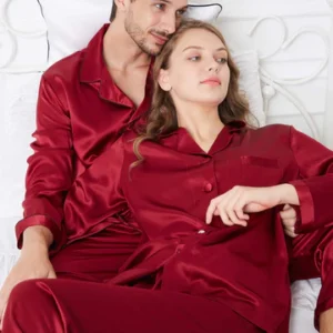 Red Couple Silk Nightwear