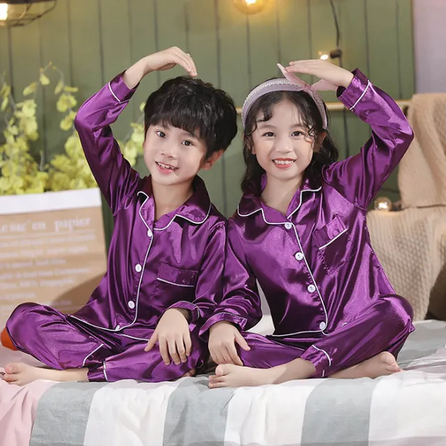 Kids Silk Nightwear Set for Siblings - Image 2
