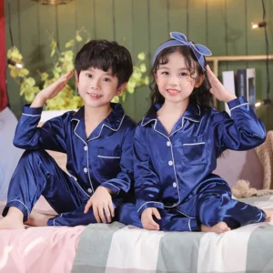Kids Silk Nightwear Set for Siblings