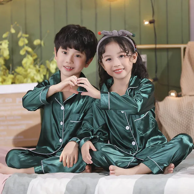 Kids Silk Nightwear Set for Siblings - Image 4